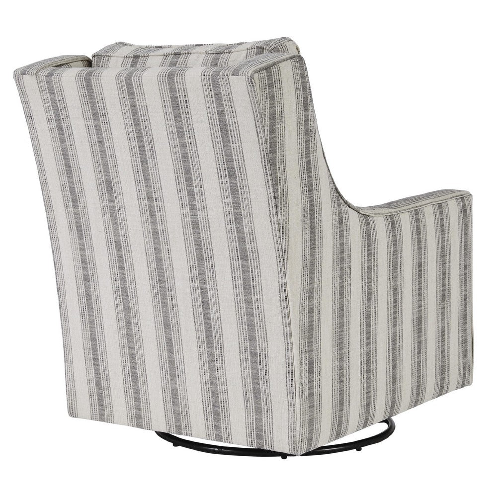 Accent Chair | Swivel Glider | Gradient Stripes | Fabric | Gray & White