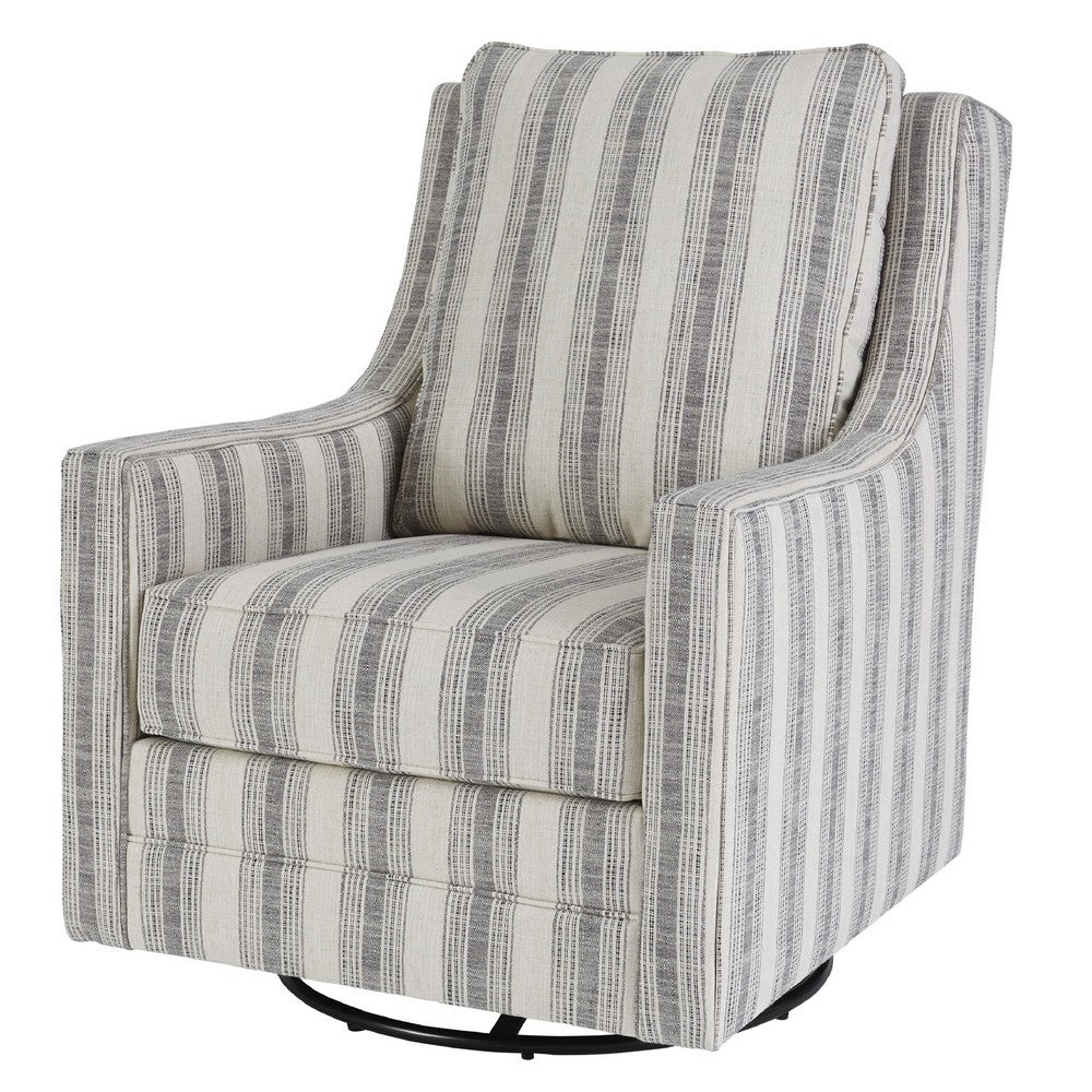 Accent Chair | Swivel Glider | Gradient Stripes | Fabric | Gray & White