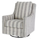 Accent Chair | Swivel Glider | Gradient Stripes | Fabric | Gray & White