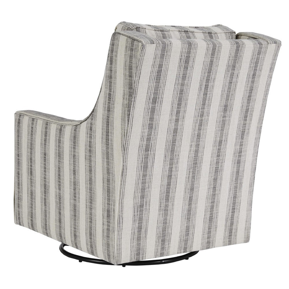Accent Chair | Swivel Glider | Gradient Stripes | Fabric | Gray & White