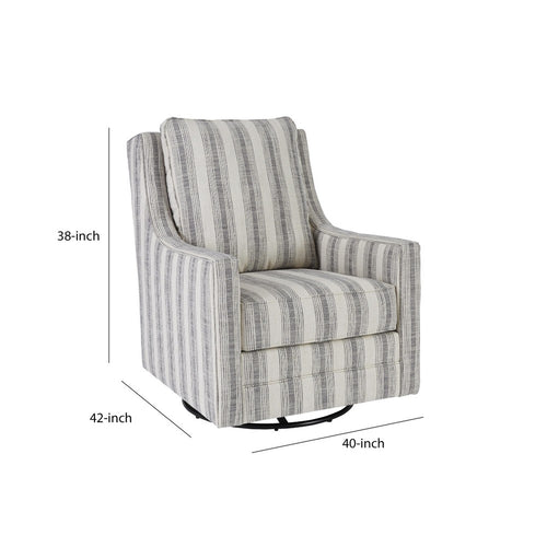 Accent Chair | Swivel Glider | Gradient Stripes | Fabric | Gray & White