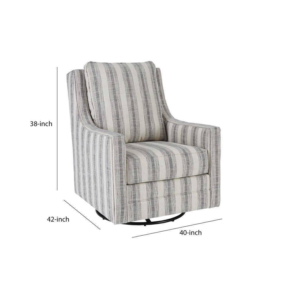 Accent Chair | Swivel Glider | Gradient Stripes | Fabric | Gray & White