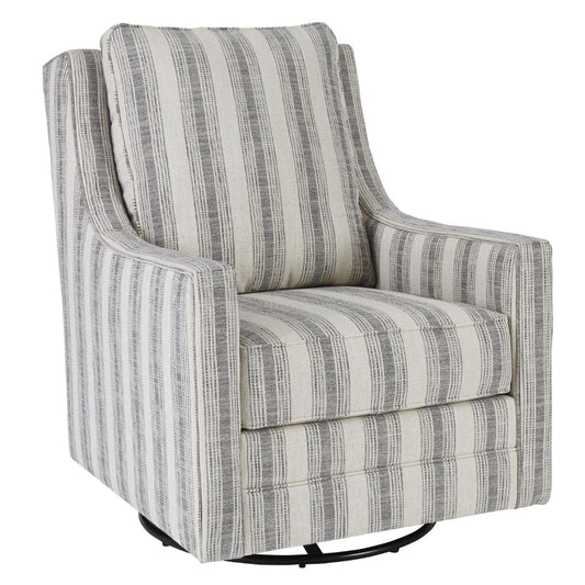 Accent Chair | Swivel Glider | Gradient Stripes | Fabric | Gray & White