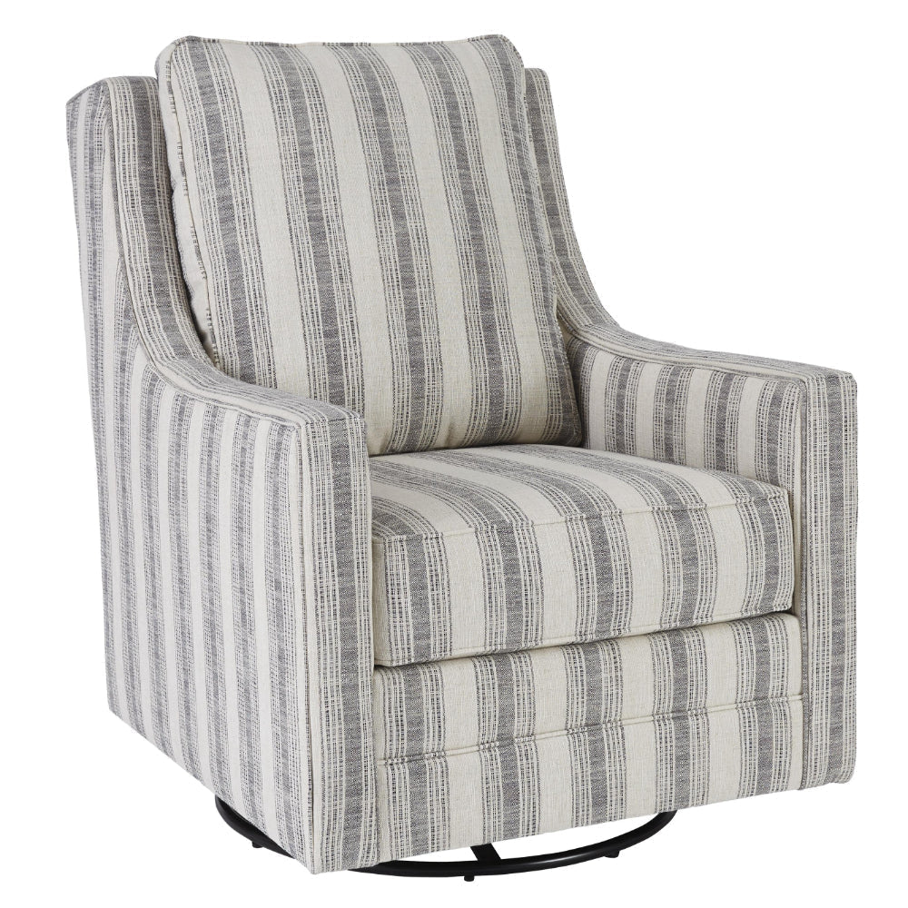 Accent Chair | Swivel Glider | Gradient Stripes | Fabric | Gray & White
