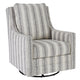 Accent Chair | Swivel Glider | Gradient Stripes | Fabric | Gray & White