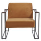 Cushioned Metal Strap Arm Accent Chair with Orange and Bronze By Casagear Home BM207144