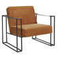 Cushioned Metal Strap Arm Accent Chair with Orange and Bronze By Casagear Home BM207144