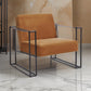 Cushioned Metal Strap Arm Accent Chair with, Orange and Bronze By Casagear Home
