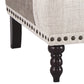 Wooden Accent Chair with Fabric and Faux Leather Upholstery,Gray and Cream By Casagear Home