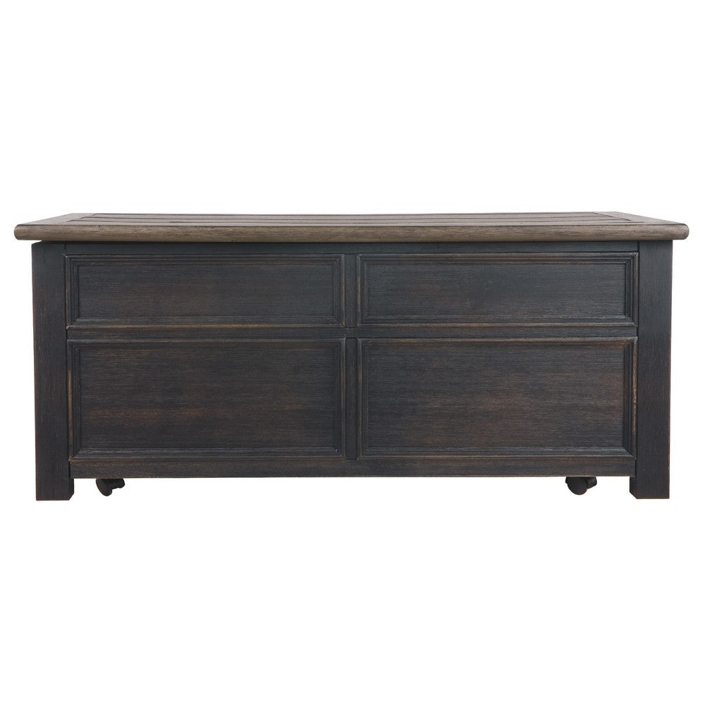 Coffee Table | Wood | Lift Top | Drawers | Casters | Black & Brown