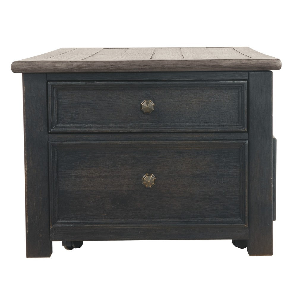 Coffee Table | Wood | Lift Top | Drawers | Casters | Black & Brown