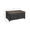Coffee Table | Wood | Lift Top | Drawers | Casters | Black & Brown