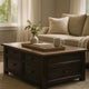 Coffee Table | Wood | Lift Top | Drawers | Casters | Black & Brown