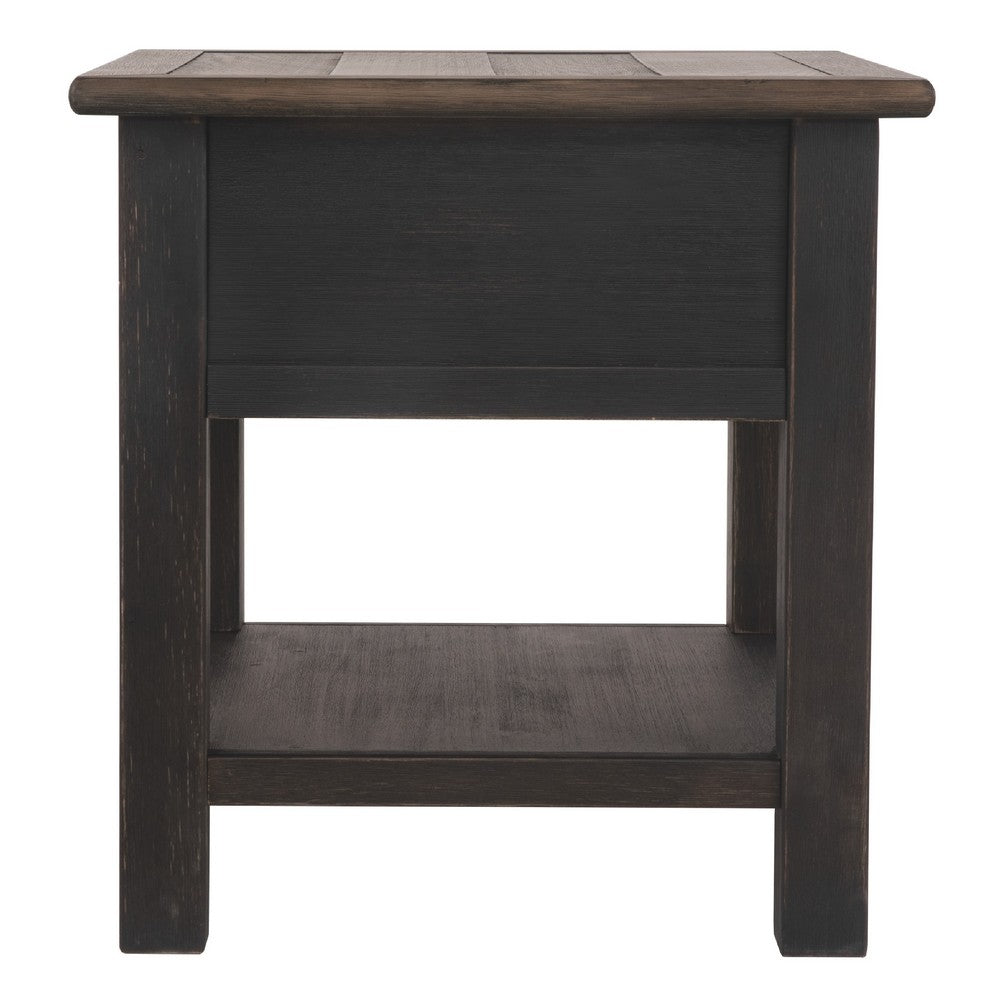 End Table | Wood | 1 Drawer | 1 Shelf | Brown & Black