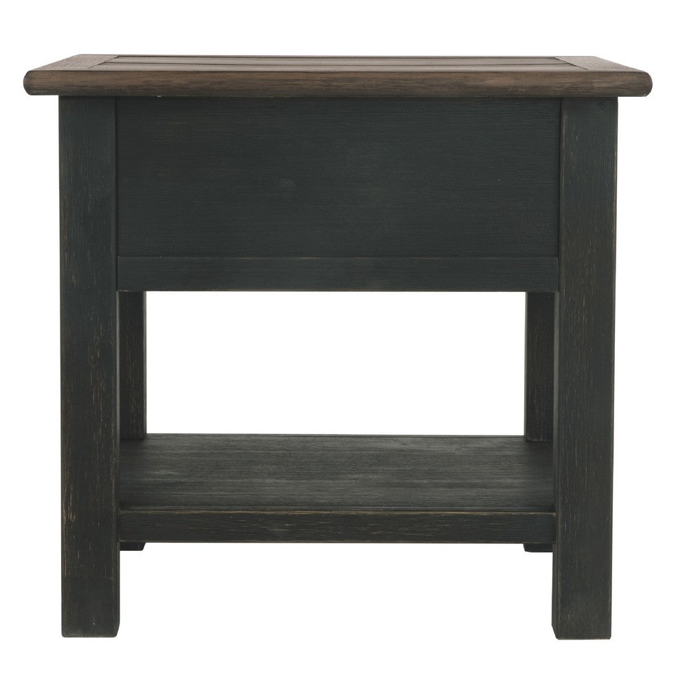 End Table | Wood | 1 Drawer | 1 Shelf | Brown & Black