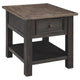 End Table | Wood | 1 Drawer | 1 Shelf | Brown & Black