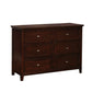 Wooden Dresser with 6 Drawers and Molded Trim Details, Cherry Brown By Casagear Home