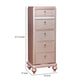 Wooden Frame 5 Drawer Swivel Chest with Mirror Trim Rose Gold By Casagear Home BM207314