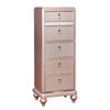 Swivel Chest | Wood | 5 Drawer | Mirror Trim | Rose Gold