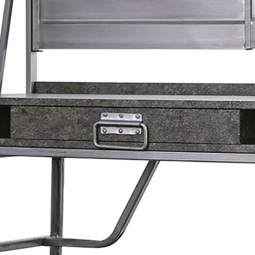 Corrugated Back Metal Frame Desk with USB Docks Gray and Silver BM207321