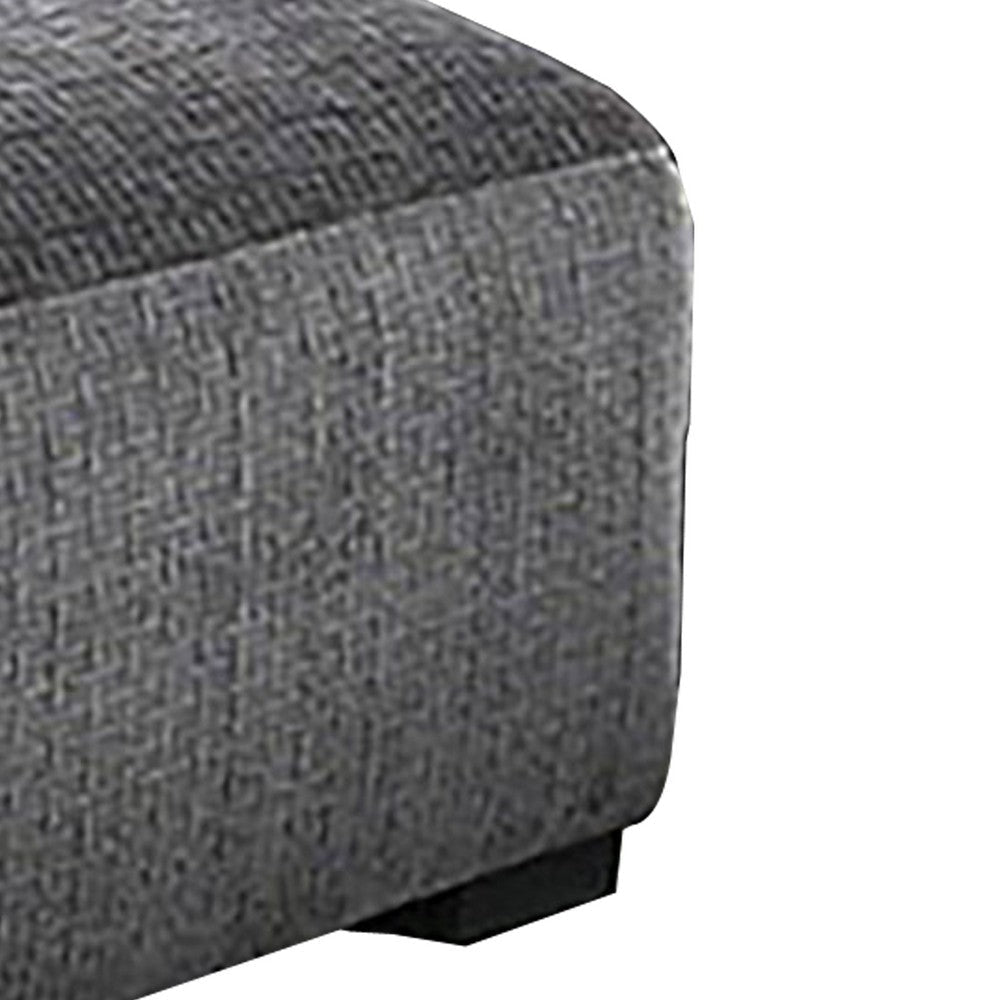 Modern Style Padded Ottoman with Fabric Upholstery Gray BM207341