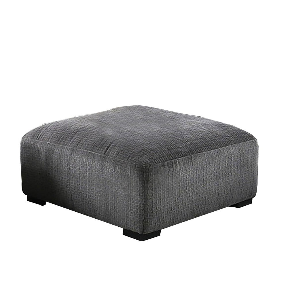 Modern Style Padded Ottoman with Fabric Upholstery, Gray