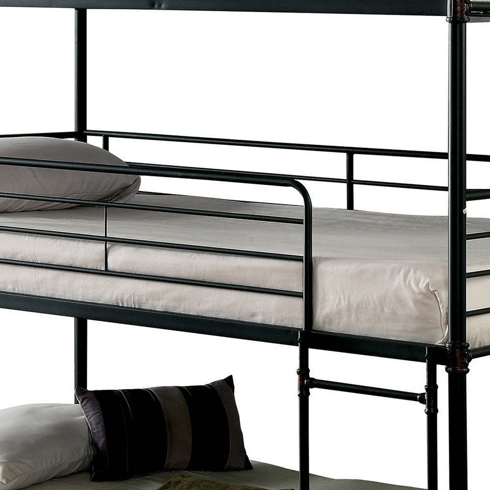 Industrial Style Full Triple Decker Bunk Bed with Ladder Gray BM207363