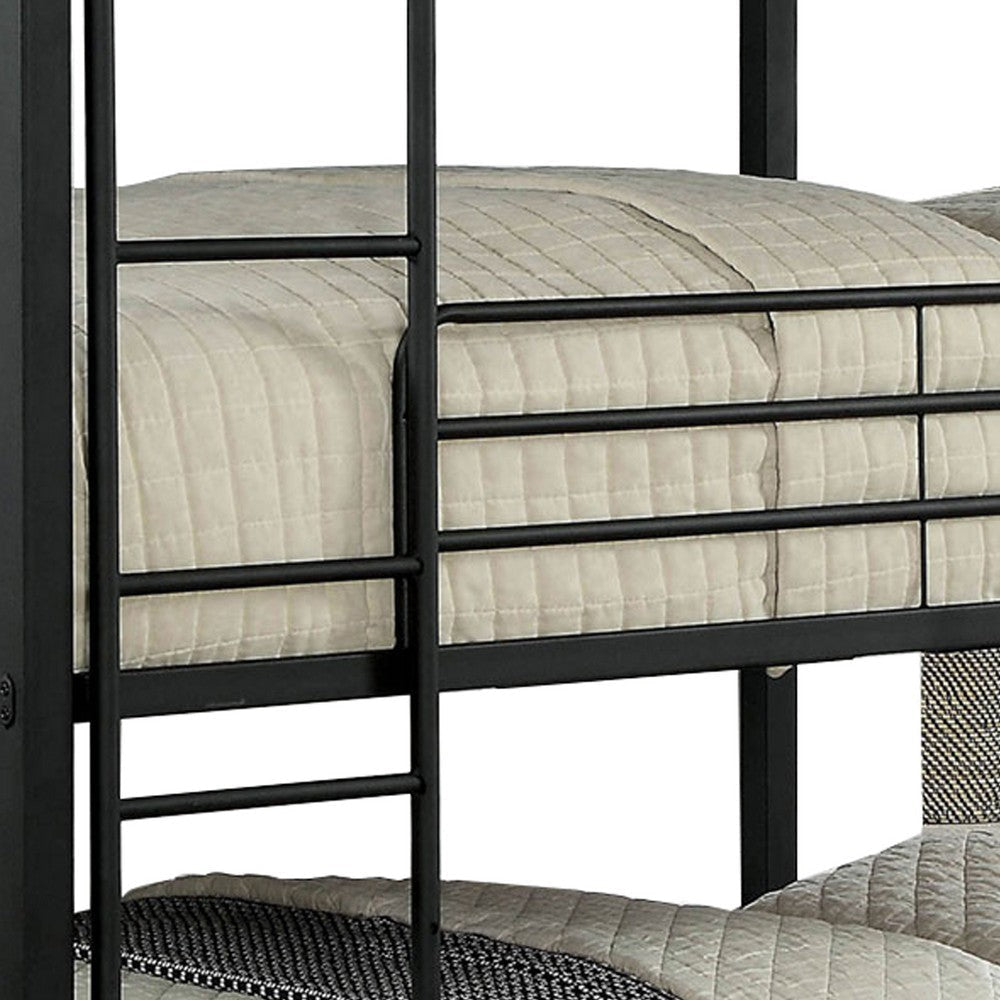 Industrial Style Full Triple Decker Bunk Bed with Ladder Black By Casagear Home BM207366