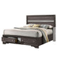 Queen Bed with Plank Headboard and 2 Drawers, Brown and Silver By Casagear Home