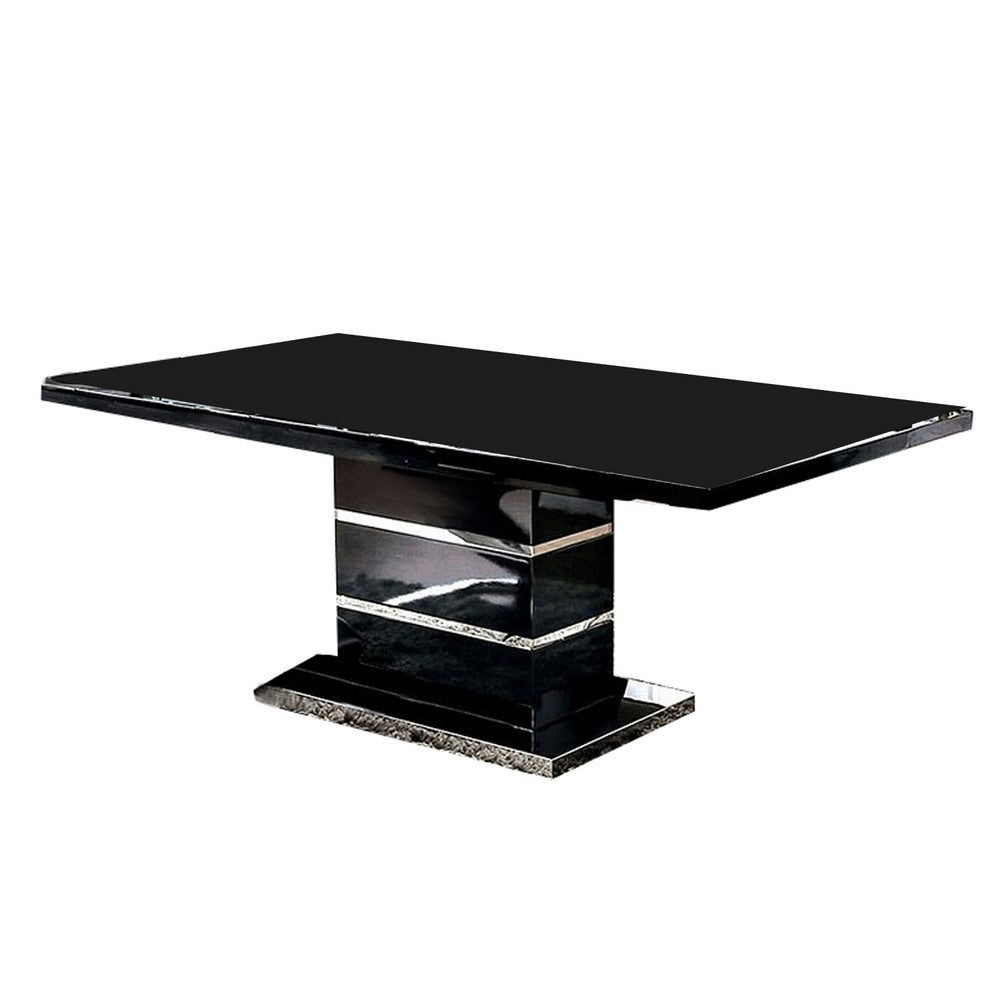 Dining Table | Expandable | Wood & Metal | High Gloss | Black & Silver