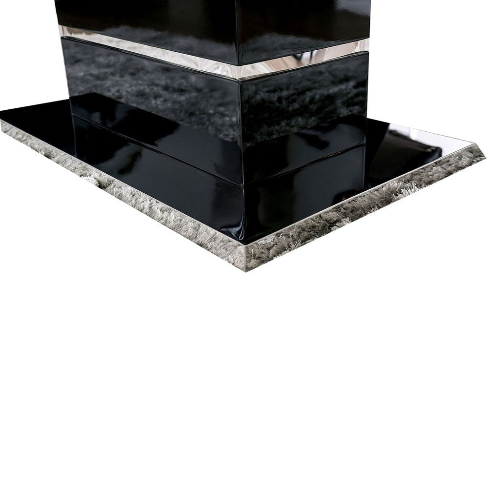 Dining Table | Expandable | Wood & Metal | High Gloss | Black & Silver BM207383