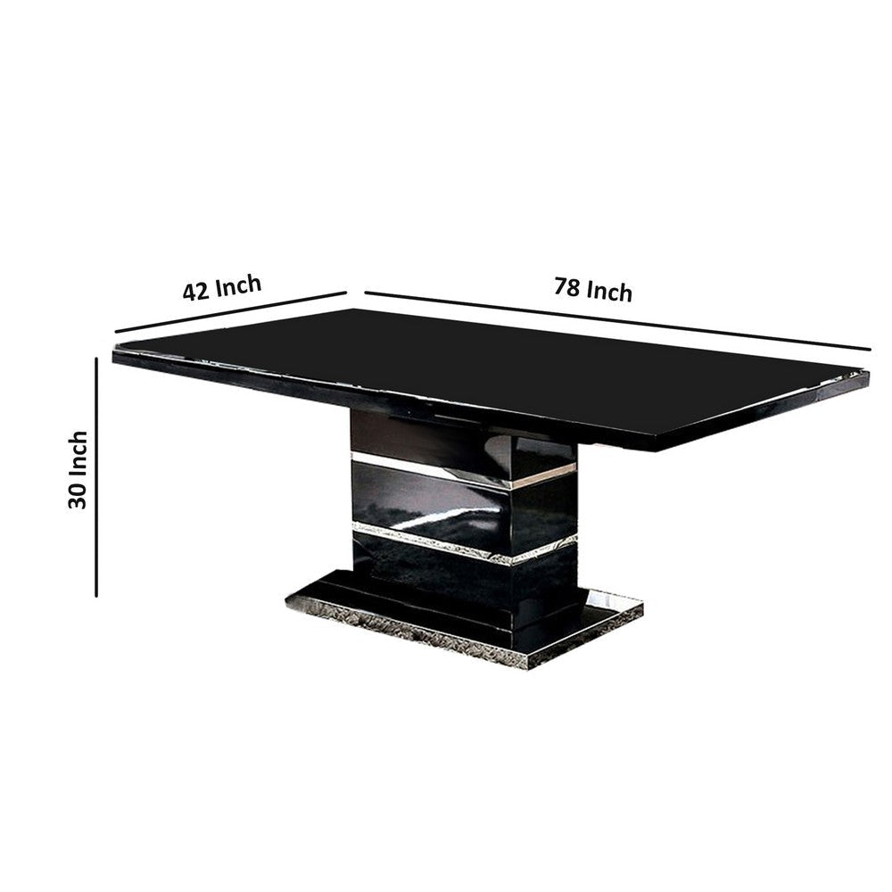Dining Table | Expandable | Wood & Metal | High Gloss | Black & Silver BM207383