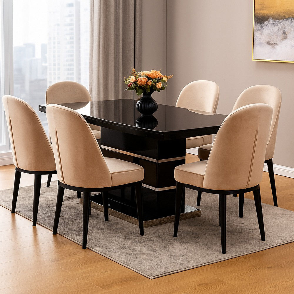 Dining Table | Expandable | Wood & Metal | High Gloss | Black & Silver