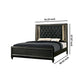 Fabric Upholstered Eastern King Bed with Mirror and LED Trim,Black and Gray By Casagear Home BM207385