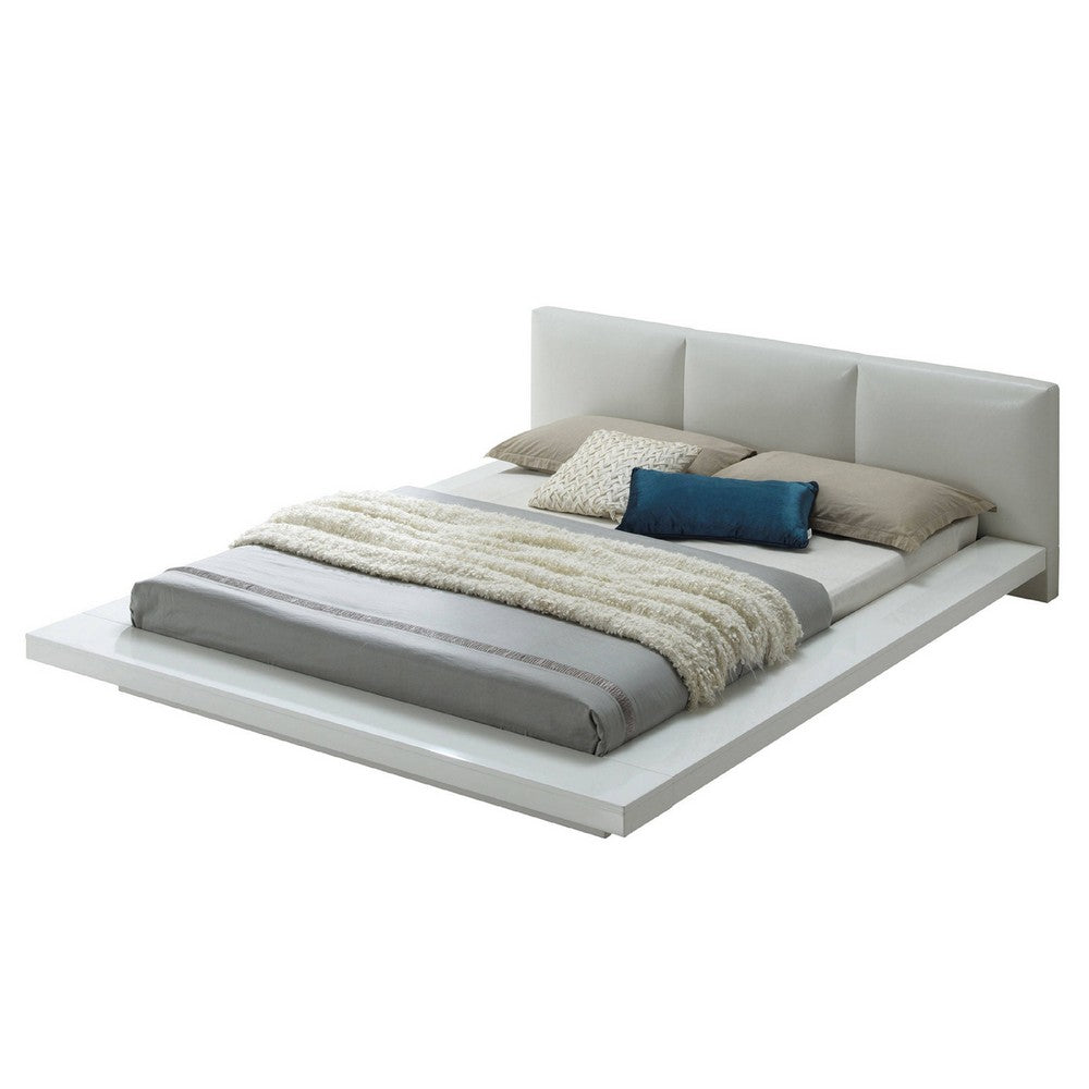 Bed | Queen | Low Profile | Padded Headboard | White