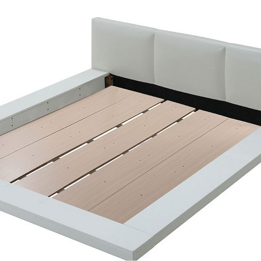 Bed | Queen | Low Profile | Padded Headboard | White