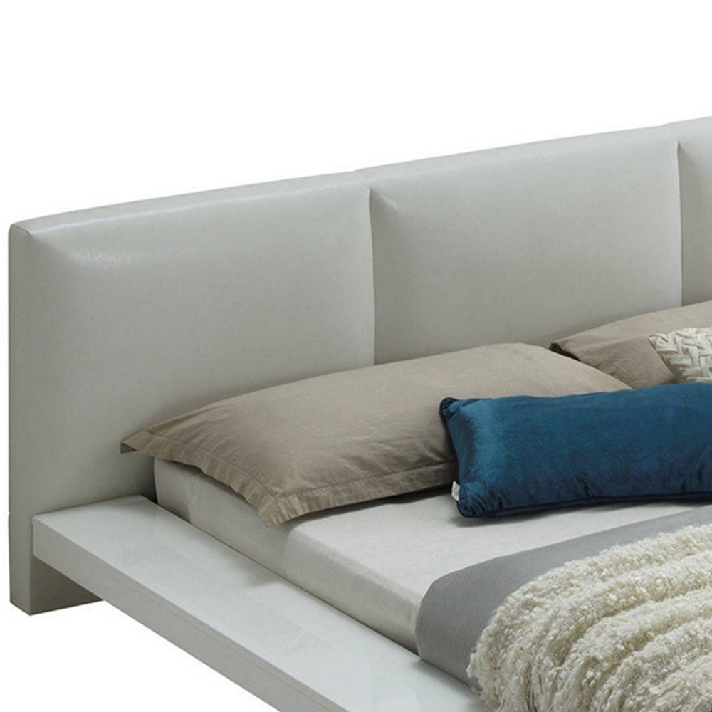 Bed | Queen | Low Profile | Padded Headboard | White