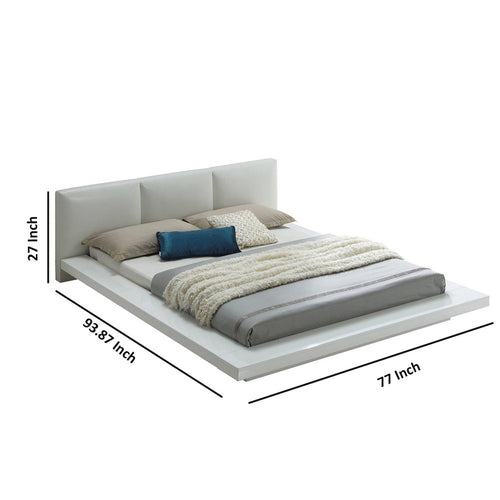 Bed | Queen | Low Profile | Padded Headboard | White