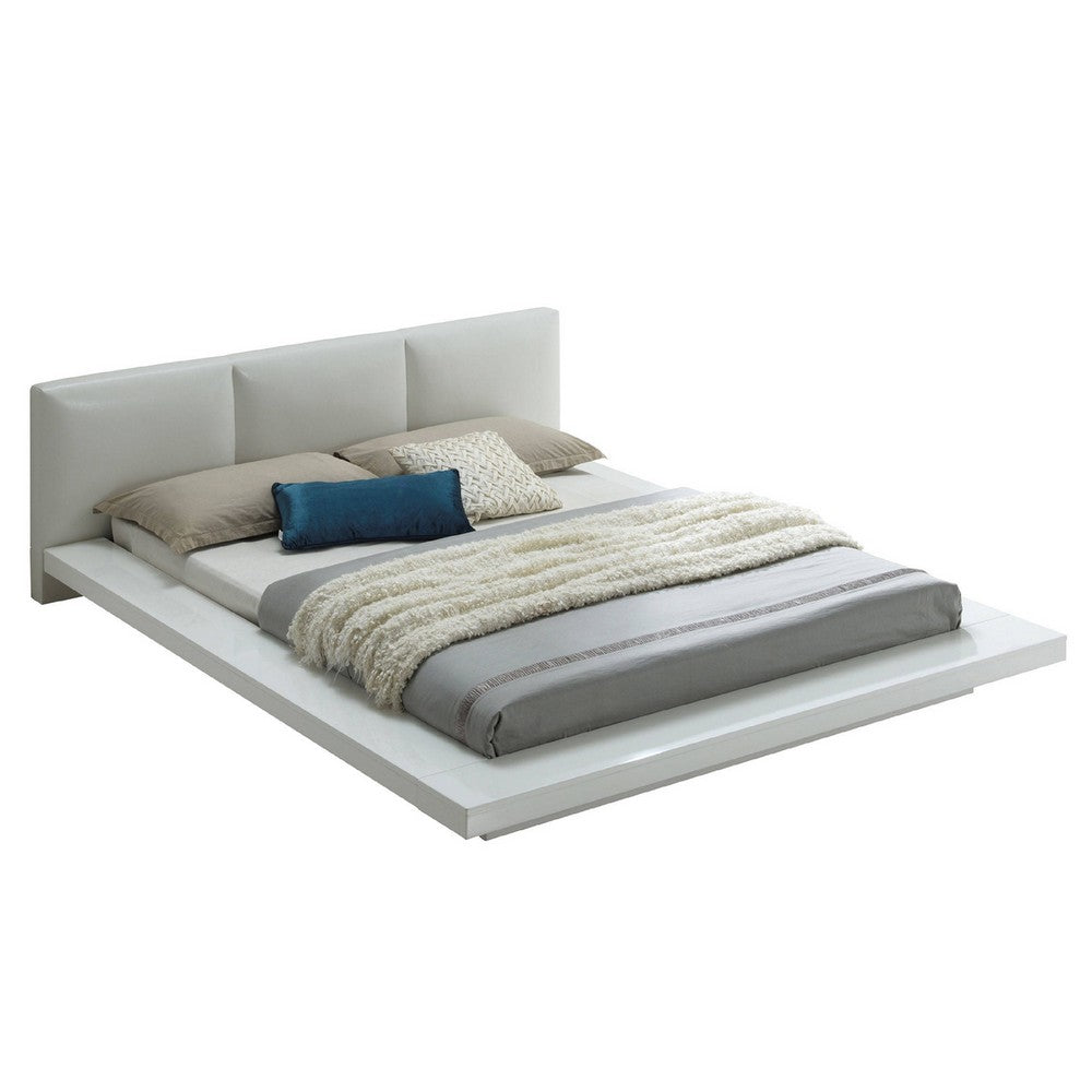 Bed | Queen | Low Profile | Padded Headboard | White