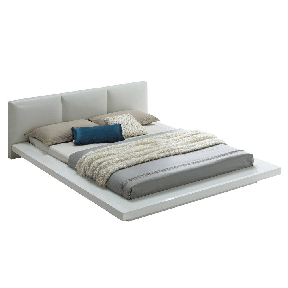 Bed | Queen | Low Profile | Padded Headboard | White