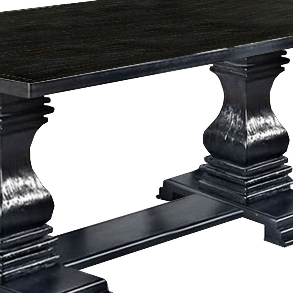 Transitional Style Dining Table with Trestle Base Antique Black By Casagear Home BM207409