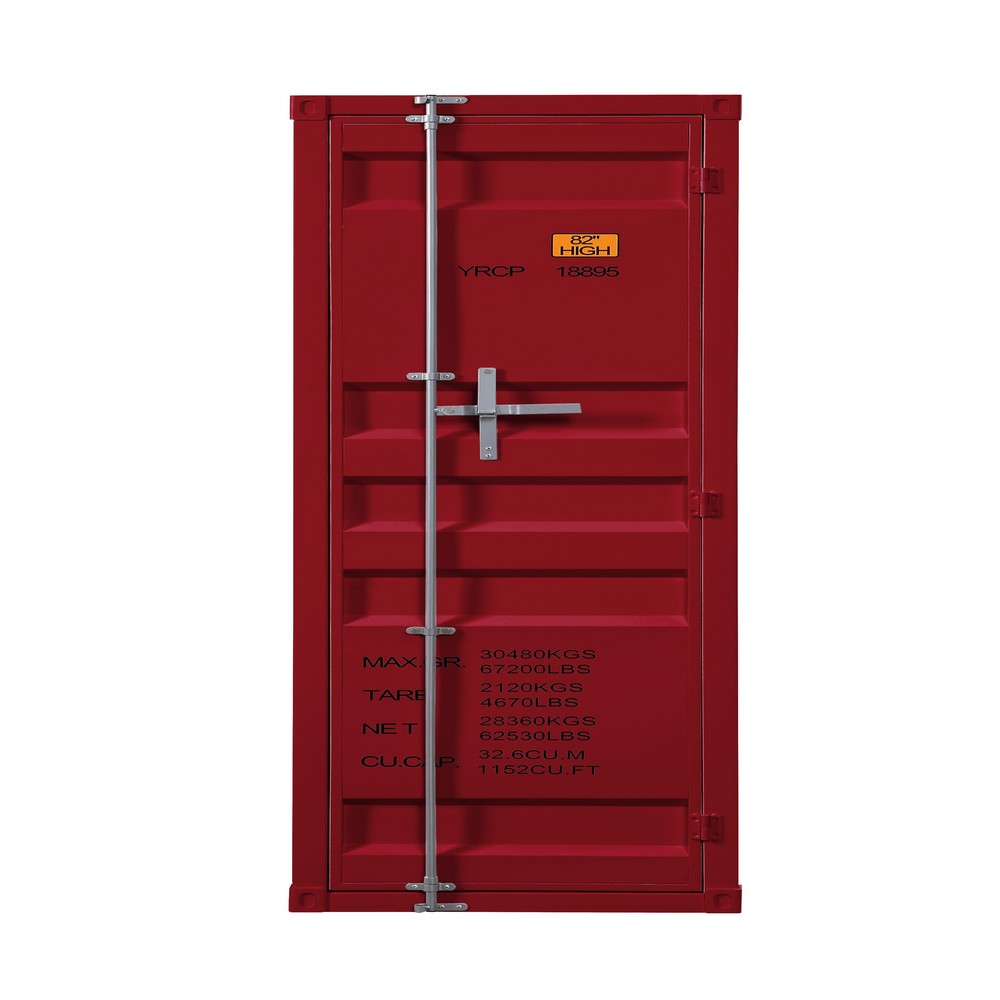 Wardrobe | Single Door | Double Storage | Cremone Bolt | Red