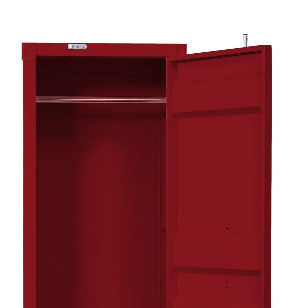 Wardrobe | Single Door | Double Storage | Cremone Bolt | Red