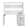 Metal Base Desk and Hutch with Slated Pattern and Storage Compartment White BM207433