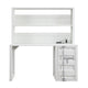 Metal Base Desk and Hutch with Slated Pattern and Storage Compartment White BM207433