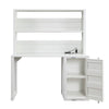 Metal Base Desk and Hutch with Slated Pattern and Storage Compartment White BM207433
