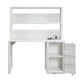 Metal Base Desk and Hutch with Slated Pattern and Storage Compartment White BM207433