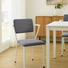 Metal Chair with Fabric Upholstery and Straight Legs, Gray and White