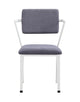 Metal Chair with Fabric Upholstery and Straight Legs, Gray and White