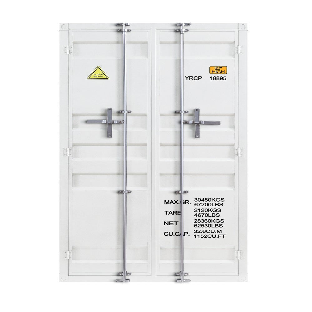 Double Door Storage Wardrobe with Recessed Panels and Cremone Bolts White BM207435